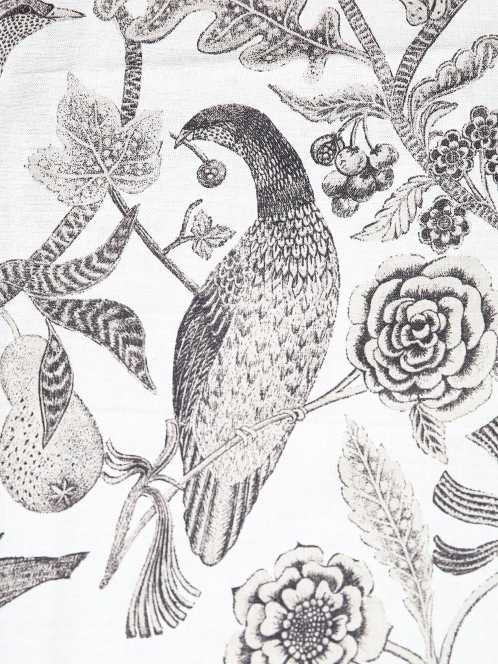 LEE BEHREN Vintage 'Katmandu' Botanical Bird Linen/Cotton Blend Designer Fabric - Picture 3 of 12